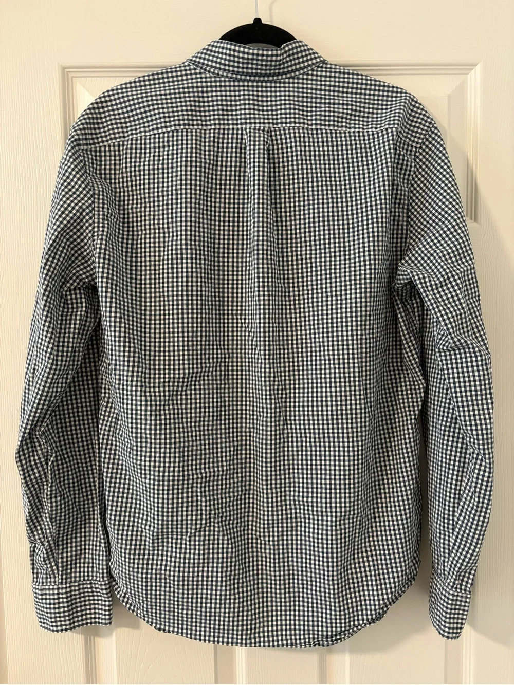 J.Crew Secret Wash Long Sleeve Shirt Mens L Slim Fit Blue White Gingham Classic